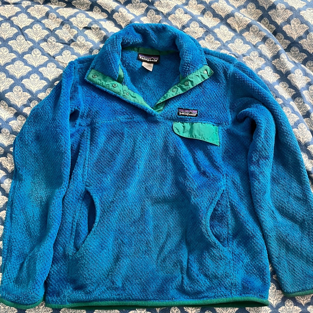 PATAGONIA Sweater Womens XS ReTool Snap T Fleece Pullover Aqua/Green RARE